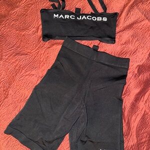Marc Jacobs Black Sports Bra and Shorts Set